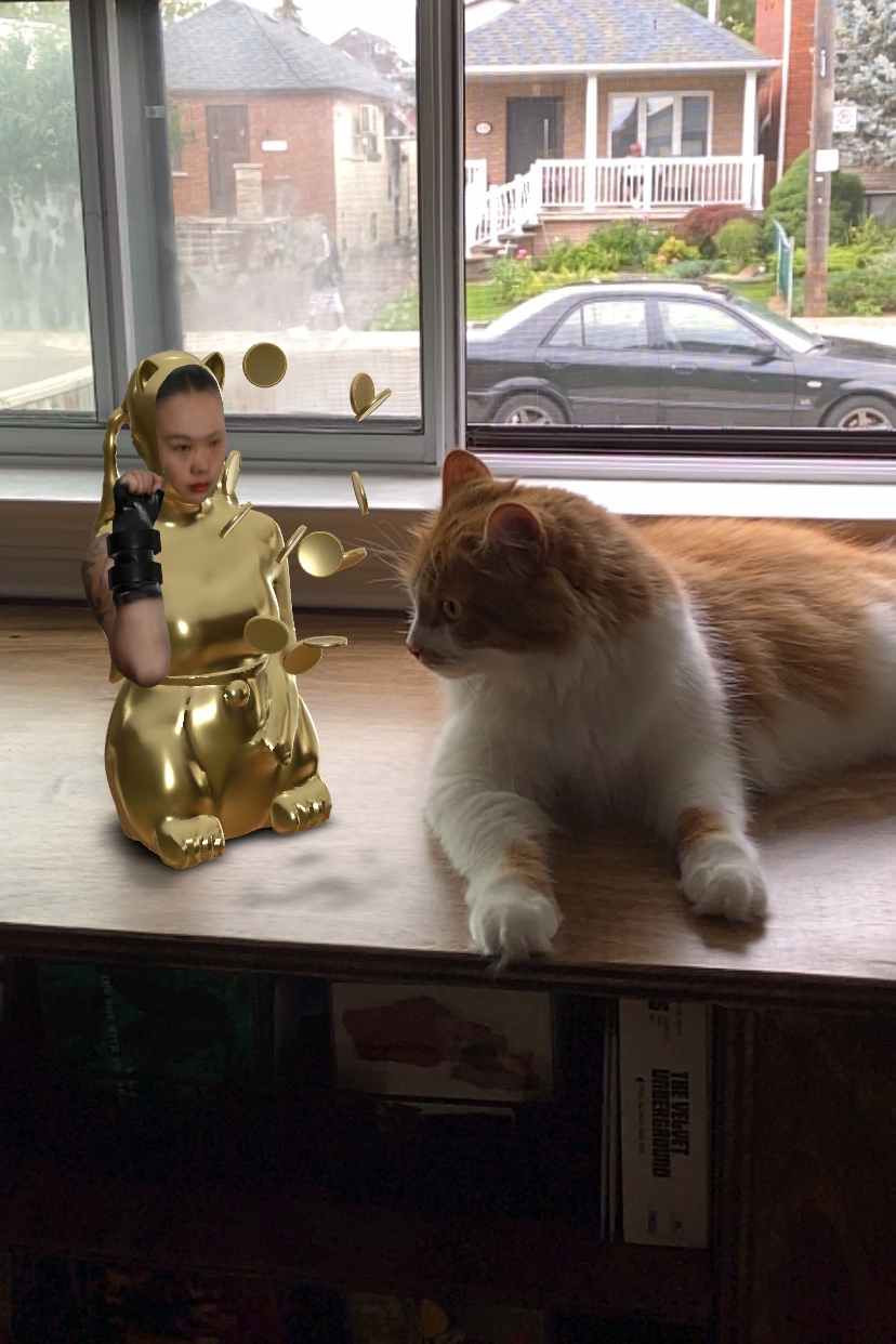 Maneki-X with a cat